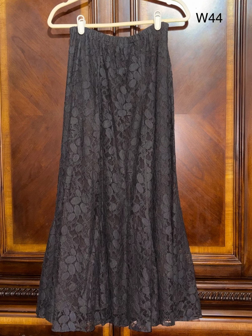 Black Lace A-Line Women’s Skirt with 100% Silk Liner
